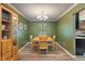 Bright dining room with classic chandelier, a table with four chairs, and stylish decor at 24 Cinnamon Ct, Brownsburg, IN 46112