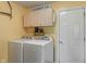Bright laundry room featuring a side-by-side washer and dryer and overhead storage cabinets at 24 Cinnamon Ct, Brownsburg, IN 46112