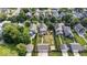 A close aerial shot of cozy neighborhood homes with well-maintained lawns and convenient detached garages at 2448 Broadway St, Indianapolis, IN 46205