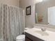 Clean bathroom with large vanity and shower-tub combo at 2626 Solidago Dr, Plainfield, IN 46168