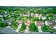 Aerial view of a residential neighborhood showcasing lush greenery and well-maintained homes at 286 N Greenbriar Dr, Greenwood, IN 46142