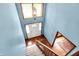 Bright foyer featuring hardwood floors, a chandelier, and a front door that welcomes natural light at 50 Charing Cross Rd, Indianapolis, IN 46217