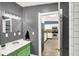 Bathroom view leading to the kitchen, showcasing modern fixtures and an open, accessible layout at 514 Dorman St, Indianapolis, IN 46202