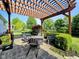 Covered patio with a stylish pergola, outdoor seating, and lush landscaping, creating an inviting outdoor living space at 5347 Sampson Dr, Indianapolis, IN 46237