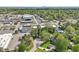 Aerial view of the property and surrounding area, showcasing nearby businesses and a distant skyline at 6210 Mckinley Ct, Indianapolis, IN 46220