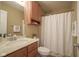 Bathroom featuring a shower, a cabinet, and a marble countertop at 695 Overcup St, Westfield, IN 46074