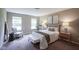 Well-lit bedroom features soft carpet, two windows, decorative lamps, and stylish decorations at 695 Overcup St, Westfield, IN 46074