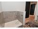 Contemporary shower with gray tile and modern fixtures at 7070 Dean Rd, Indianapolis, IN 46220