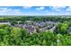 Beautiful aerial view of a brick townhome community nestled among lush greenery and mature trees at 73 11Th Nw St, Carmel, IN 46032