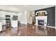 Open floor plan view of the living room and the kitchen, with stainless appliances at 73 11Th Nw St, Carmel, IN 46032