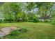 Large grassy backyard surrounded by mature trees, offering a private and serene outdoor space at 8109 E Penway St, Indianapolis, IN 46226