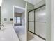 Bathroom featuring a modern vanity, with glass shower door at 811 Gazebo Way, Greenwood, IN 46142