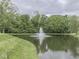 Scenic pond with a fountain surrounded by lush greenery, enhancing the tranquil atmosphere at 811 Gazebo Way, Greenwood, IN 46142