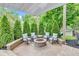 Stamped concrete patio with outdoor stone firepit and mature landscaping at 8973 Carnation Dr, Noblesville, IN 46060