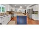 Spacious kitchen features white cabinets, stainless appliances, granite countertops, and a large island with seating at 8973 Carnation Dr, Noblesville, IN 46060