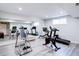Basement gym features modern equipment, large mirrors, and ample space for a complete workout at 9154 Sargent Manor Ct, Indianapolis, IN 46256