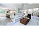 Spacious living room open to the kitchen featuring hardwood floors, and modern decor with fireplace at 9154 Sargent Manor Ct, Indianapolis, IN 46256