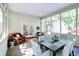 Sunroom features large windows, wood paneling, a dining table with seating, and additional lounge furniture at 9154 Sargent Manor Ct, Indianapolis, IN 46256