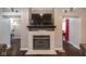 Living room fireplace built into wall with space for television at 121 George Ct, Danville, IN 46122