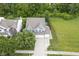 Aerial view of a beautiful two-story home with a well-manicured lawn and mature trees at 13817 Black Canyon Ct, Fishers, IN 46038