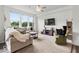 Inviting living room area with large windows, neutral carpeting, comfy seating and a view to the outdoors at 14350 Ludwell Ct, Fishers, IN 46037