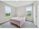 Sunny bedroom with two large windows, carpet flooring, and simple decor at 15418 Tattersalls Ln, Fishers, IN 46040