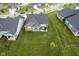 Aerial view showcasing a home with a spacious, green lawn in a residential neighborhood at 19144 Goins Blvd, Westfield, IN 46074