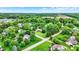 Aerial view of a residential area with lush greenery and well-maintained homes in a serene neighborhood at 201 Angela Ct, Noblesville, IN 46062