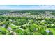 Expansive aerial view of a verdant neighborhood with lush trees, manicured lawns, and winding streets at 201 Angela Ct, Noblesville, IN 46062
