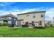 Spacious backyard featuring a well-manicured lawn, patio with seating, playhouse and great outdoor space at 4602 Hayward Way, Westfield, IN 46062