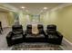 Finished basement with reclining seating, area rug and stairs to upper levels at 7093 Republic Ln, Indianapolis, IN 46259