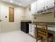 Bright laundry room features a built-in desk with granite countertops and ample cabinet space at 8723 Bergeson Dr, Indianapolis, IN 46278