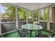Relaxing screened porch with table, chairs, and serene wooded views at 8934 Pinyon Ct, Indianapolis, IN 46260