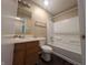 Bathroom featuring sink, cabinet, and shower/tub combo at 901 Westpointe Dr, Shelbyville, IN 46176