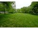 Expansive backyard featuring a lush green lawn, mature trees, and scenic surroundings at 9705 Valley Springs Blvd, Fishers, IN 46037
