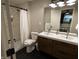 Modern bathroom with double sink vanity and subway tile shower for a sleek, updated design at 1309 Rolling Ct, Westfield, IN 46074
