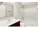 Bright bathroom featuring a vanity, mirror, and shower over tub at 1384 Horse Shoe, Greenwood, IN 46143