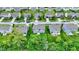 Aerial view of a suburban neighborhood featuring tree-lined streets and grassy yards at 1384 Horse Shoe, Greenwood, IN 46143