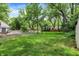 Large grassy backyard with basketball hoop and surrounding trees at 1725 W 53Rd St, Indianapolis, IN 46228
