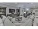 Finished basement featuring a cozy seating area, a dining area, and a media center with built-in shelving at 187 N Bend Dr, Greenwood, IN 46142