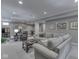 The finished basement has multiple spaces for relaxing and entertaining with recessed lighting at 187 N Bend Dr, Greenwood, IN 46142