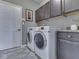 The laundry room is equipped with a washer, dryer, and storage cabinets at 187 N Bend Dr, Greenwood, IN 46142