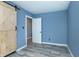 Tastefully designed bedroom with a sliding barn door and a modern color palette at 2402 Adams St, Indianapolis, IN 46218