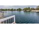 The view from the dock to a placid lake. Plenty of room for recreation and watersports at 28 Patriot Ct, Greenfield, IN 46140