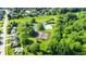 Aerial shot featuring community amenities like a pool and tennis courts, nestled among lush greenery and homes at 4506 Tarragon Dr, Indianapolis, IN 46237