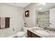Updated bathroom featuring granite countertops, modern fixtures, and a glass-enclosed shower providing an inviting space at 6672 Braemar S Ave, Noblesville, IN 46062