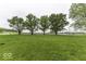 Large grassy area with mature trees and a white fence that sits on the other side of the property at 6691 S County Road 350 W, Clayton, IN 46118