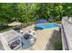 Beautiful backyard pool with patio, lounge chairs, and pergola at 7016 Royal Oakland Way, Indianapolis, IN 46236