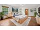 Staged bedroom featuring hardwood floors, modern decor, and lots of natural light at 8241 Holmard Pl, Indianapolis, IN 46259