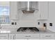 Well-equipped kitchen featuring modern appliances, a cooktop, a range hood, and sleek countertops at 9917 Gallop Ln, Fishers, IN 46040